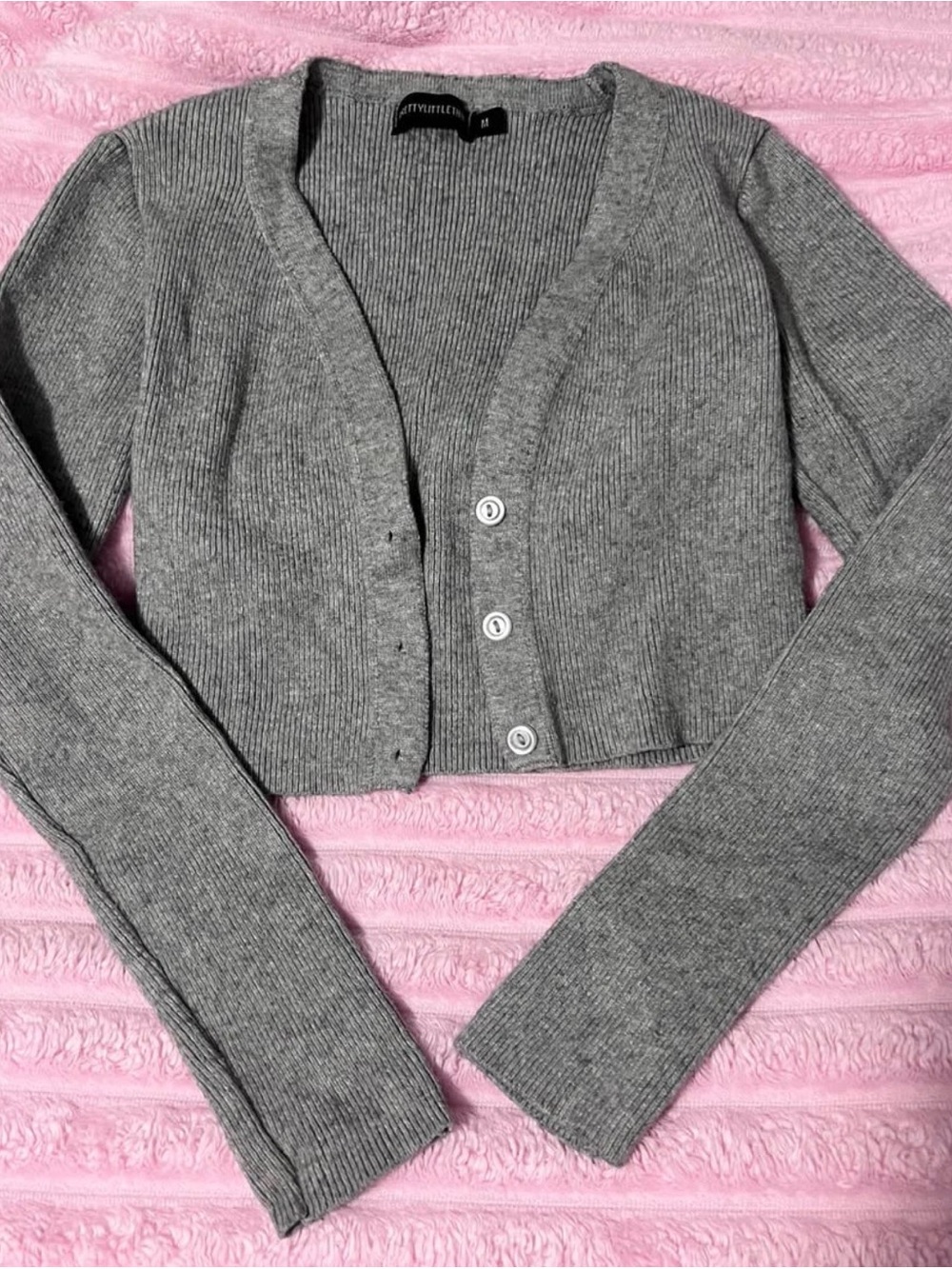 Pretty Little Thing- Gray Cardigan Sweater